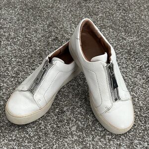 Frye Rena White Leather Zip Sneakers